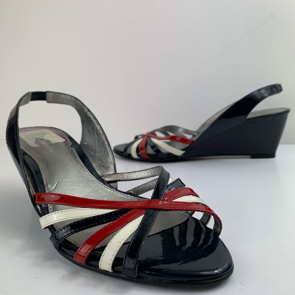 Liz Claiborne Anton red white and blue wedge heel